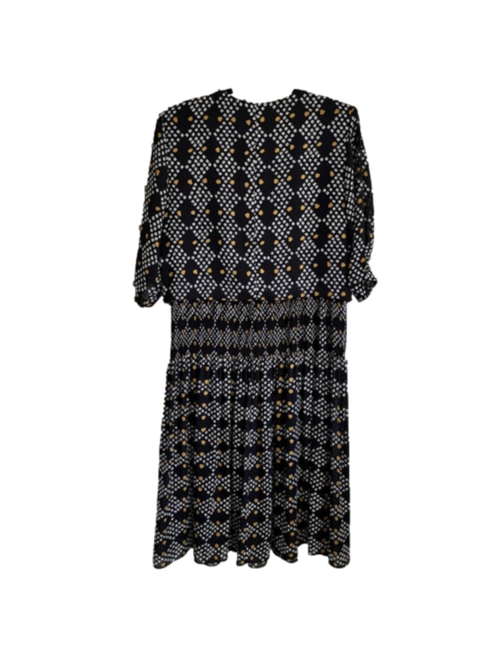 VINTAGE Algo 80’s Chiffon Drop Waist Blouson Midi Dress (XL/1X) - Picture 4 of 16